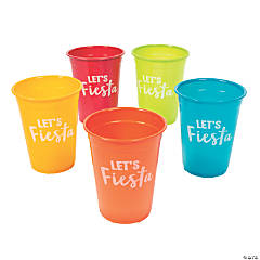 16 oz Plastic Cactus Tumbler Cups, Fiesta Party Supplies (Pink, 16