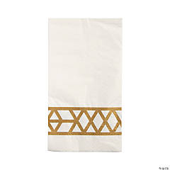 Bulk  50 Pc. Premium White Paper Napkin with Gold Design