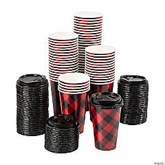 Holiday Shiplap Insulated Coffee Paper Cups with Lids , Christmas, Party Supplies, 12 Pcs, 13956899