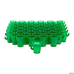 Bulk  60 Ct. Green Cactus Plastic Shot Glasses