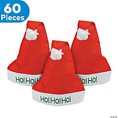 Bulk 60 Pc. Adult “Ho! Ho! Ho!” Santa Hats
