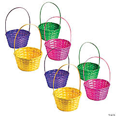 Bulk  72 Pc. Large Solid Color Bamboo Easter Baskets