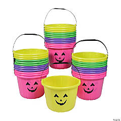 Bulk 72 Pc. Neon Jack-O’-Lantern BPA-Free Plastic Trick-Or-Treat Buckets