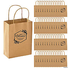 Bulk 72 Pc. Personalized Medium Natural Welcome Kraft Paper Gift Bags