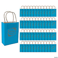 Bulk 72 Pc. Personalized Medium Turquoise Welcome Kraft Paper Gift Bags