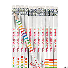 Bulk 72 Pc. Personalized Scribbles, Dots & Stripes Pencils