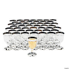 Silver Rimmed Mini Plastic Wine Glasses - 24 Ct.