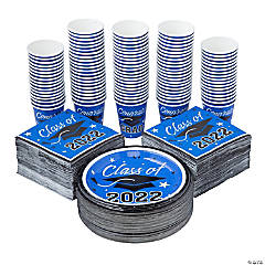 Bulk Class of 2022 Blue Tableware Kit for 100 Guests