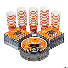 Bulk Class of 2022 Orange Tableware Kit for 100 Guests