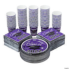 Bulk Class of 2022 Purple Tableware Kit for 100 Guests