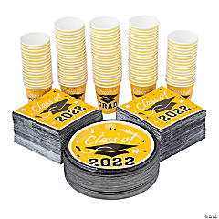Bulk Class of 2022 Yellow Tableware Kit for 100 Guests