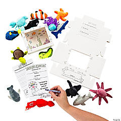 Bulk Desk Pet Ocean Habitat with Mini Stuffed Animals Kit for 48