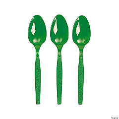 Bulk Kelly Green Plastic Spoons - 50 Ct.