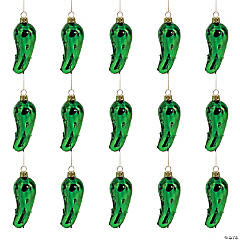 Bulk Legend of the Pickle Glass Christmas Ornaments with Card - 48 Pc.