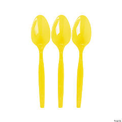 Bulk Lemon Yellow Plastic Spoons - 50 Ct.