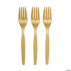 Bulk Metallic Gold Plastic Forks - 50 Ct.