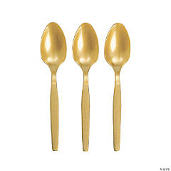 Bulk Metallic Gold Plastic Spoons - 50 Ct.