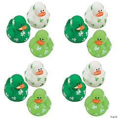 St. Patrick's Day Mini Shamrock Lil Rubber Ducky Earrings in Dark