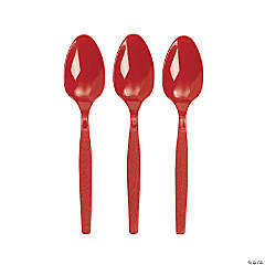 Bulk Real Red Plastic Spoons - 50 Ct.