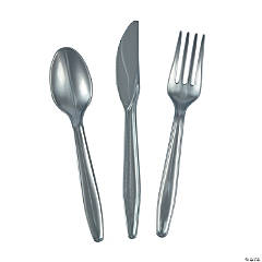 Bulk Silver Plastic Cutlery Sets for 70
