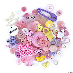 Buttons Galore and More 50+ Novelty Buttons for Sewing and Crafts - Baby Girl Theme Buttons