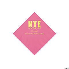 Candy Pink New Year’s Eve Personalized Napkins with Gold Foil - Beverage