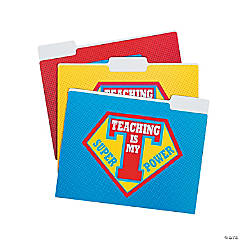 Cardboard Superhero Teacher Patterned Folders
