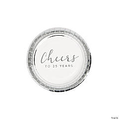 Cheers to 25 Years Silver Anniversary Party Paper Dessert Plates - 24 Ct.