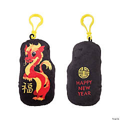 Chinese New Year Stuffed Dragon Backpack Clip Keychains - 12 Pc.