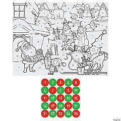 Christmas Countdown Coloring Sheets with Stickers