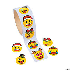 Christmas Emoji Sticker Roll - 100 Pc.