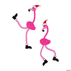 Christmas Flamingo Bendables - 24 Pc.