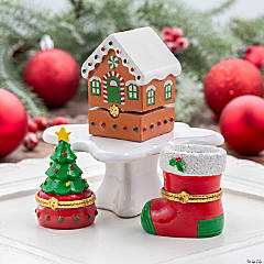 Christmas Hinged Box Tabletop Decorations - 3 Pc.