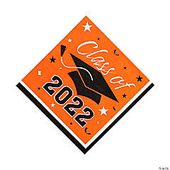 Class of 2022 Graduation Party Orange Paper Luncheon Napkins - 50 Pc.