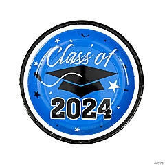 Class of 2024 Blue Paper Dinner Plates - 25 Ct.