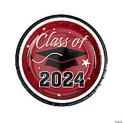 Class of 2024 Burgundy Paper Dinner Plates - 25 Ct.