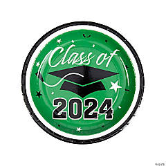 Class of 2024 Green Paper Dinner Plates - 25 Ct.