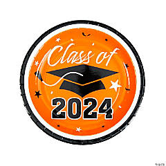Class of 2024 Orange Paper Dinner Plates - 25 Ct.