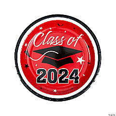Class of 2024 Red Paper Dinner Plates - 25 Ct.