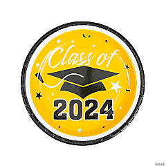 Class of 2024 Yellow Paper Dinner Plates - 25 Ct.