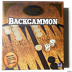 Classic Games Wood Backgammon Set  Board & 30 Game Pieces