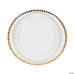 Clear Chargers with Gold Beaded Trim - 6 Ct.