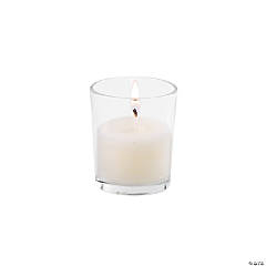 Clear Votive Candle Holder with Candle - 12 Pc.