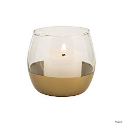 Clear Votive Candle Holders with Gold Base - 6 Pc.