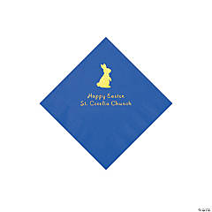 Cobalt Blue Easter Bunny Personalized Napkins with Gold Foil - Beverage