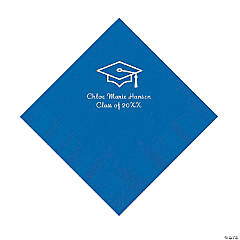 Cobalt Blue Grad Mortarboard Personalized Napkins with Silver Foil - 50 Pc. Luncheon