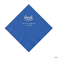 Cobalt Blue Thank You Personalized Napkins with Silver Foil - Luncheon