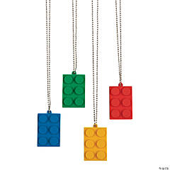 Color Brick Party Dog Tag Necklaces - 12 Pc.