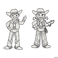 Color Your Own Cowboy & Cowgirl Jointed Characters - 12 Pc.