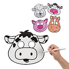 Color Your Own Farm Animal Masks - 12 Pc.